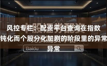 风控专栏:配资平台查询在指数钝化而个股分化加剧的阶段里的异常